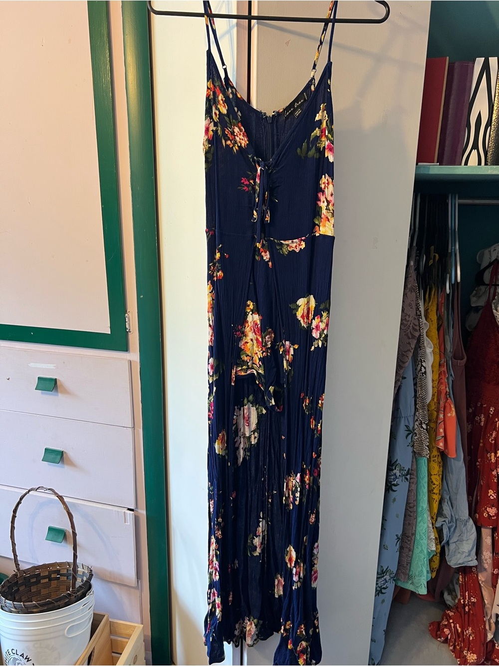 Love Tree Navy Blue Floral Maxi Dress